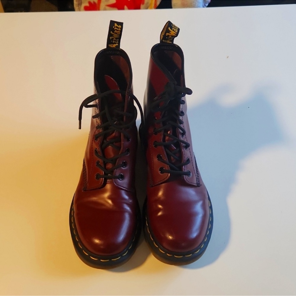 Dr. Martens 1460 SMOOTH LEATHER LACE UP BOOTS, Cherry Red, 8